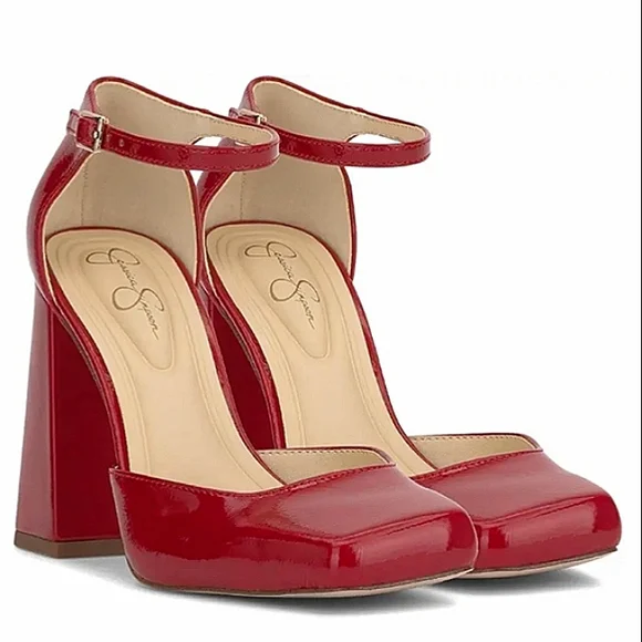 New w/Box Jessica Simpson Lollah Pearlized Vegan Patent Leather Block Heel Pumps - Picture 8 of 8